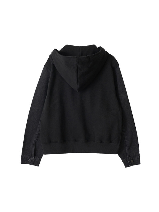 Remake hoodie denim jacket_black