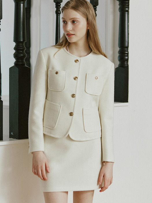 Jane Tweed Mini Skirt - Ivory