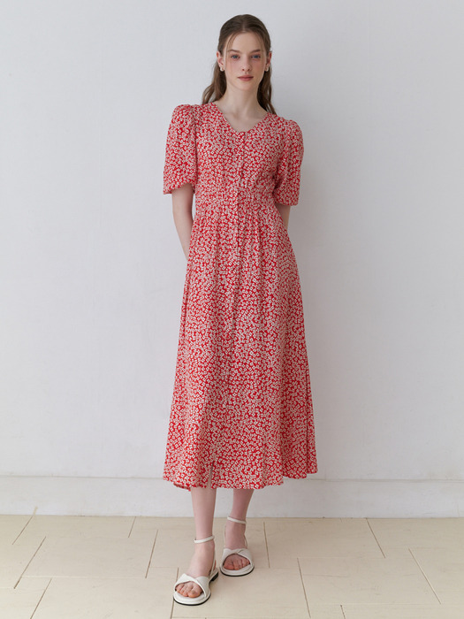 Monet pattern dress (red)