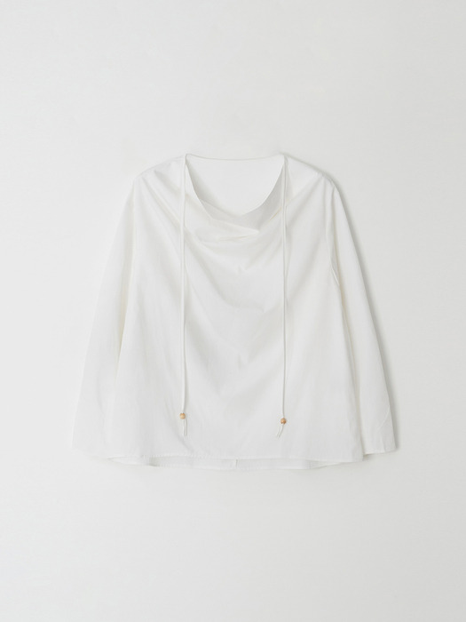 SILKY COWL NECK STRING BLOUSE
