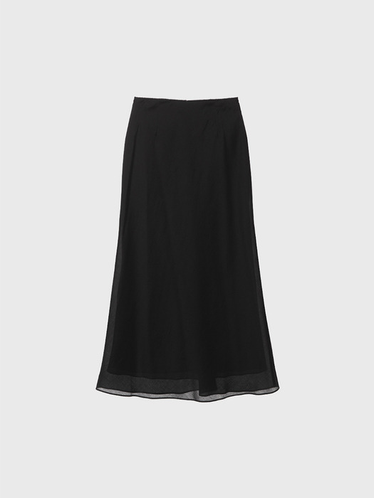 Sheer long skirt (gray / blue / black)