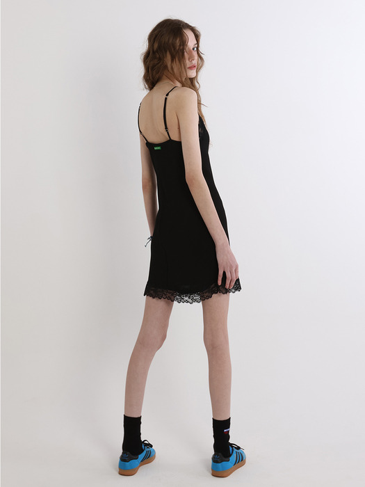 Vintage Lace Slip Mini dress (Black)
