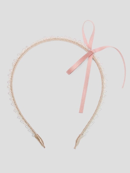 beads ribbon hairband - white