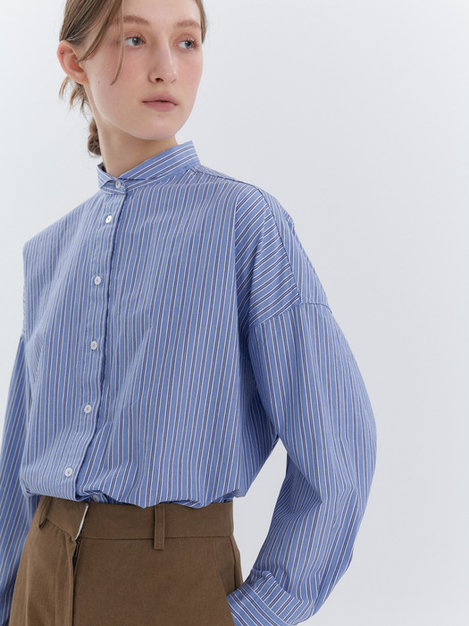 Stripe Shirt Blouse (Blue)