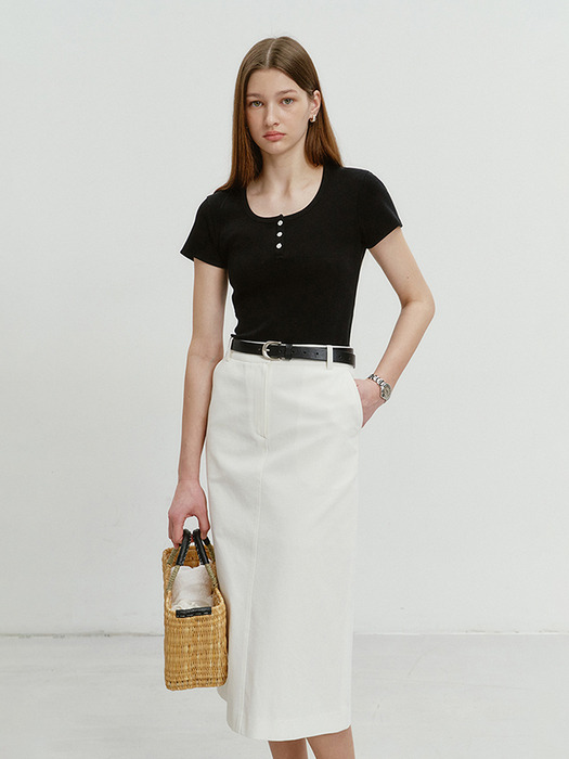 H-LINE LONG SKIRT WHITE_UDSK4B228WT