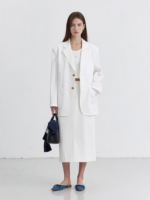 H-LINE LONG SKIRT WHITE_UDSK5B228WT
