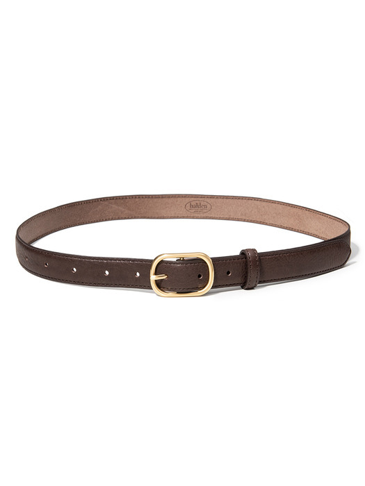 (W) gold round cowhide leather belt (T021_brown)