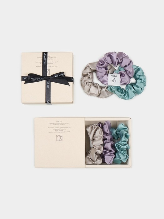 Baby scrunchie 3set (Silver/Purple fog/Teal green)