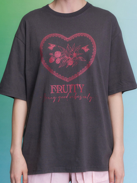 프루티 빈티지 오버핏 티셔츠 차콜
