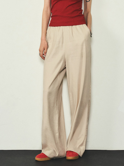 Linen Wide Banding Pants_CTB524(Beige)