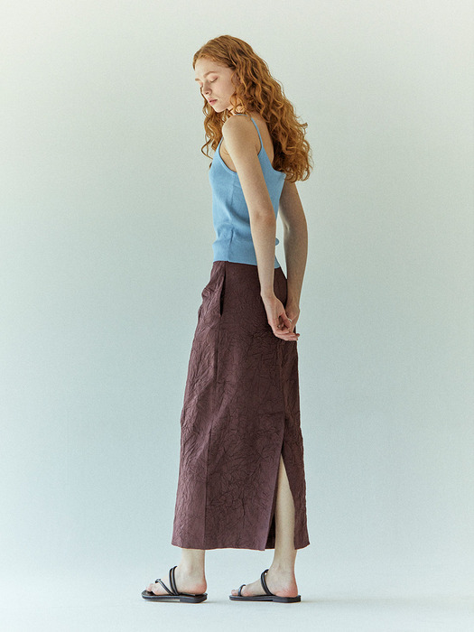 Crease High Waist Long Skirt_3color