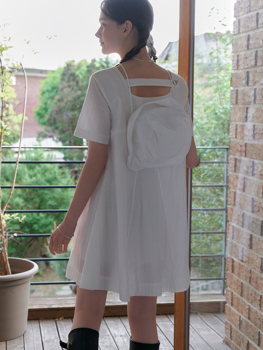 Heart button mini dress (white)