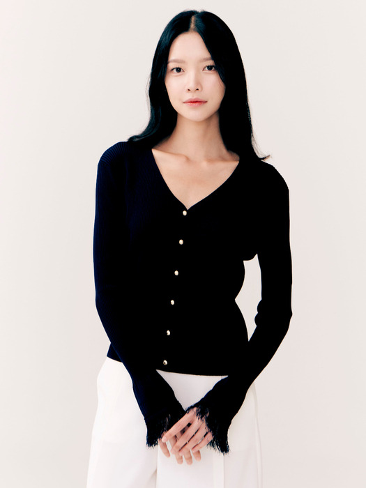 [엘리먼트905]Fringe Knit Cardigan_NAVY [W CONCEPT]