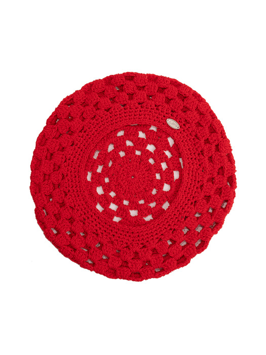 No.231 / Fruits Crochet Beret _ Red