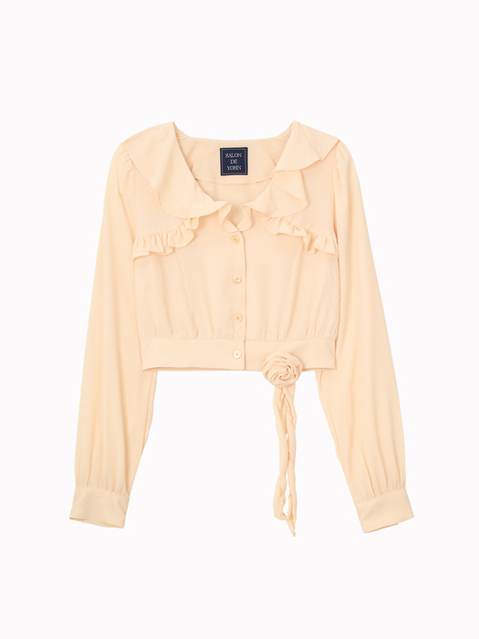 Corsage Point Ruffle Collar Blouse_ Ivory