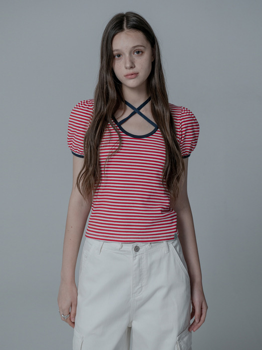 STRIPE STRING TSHIRT_RED