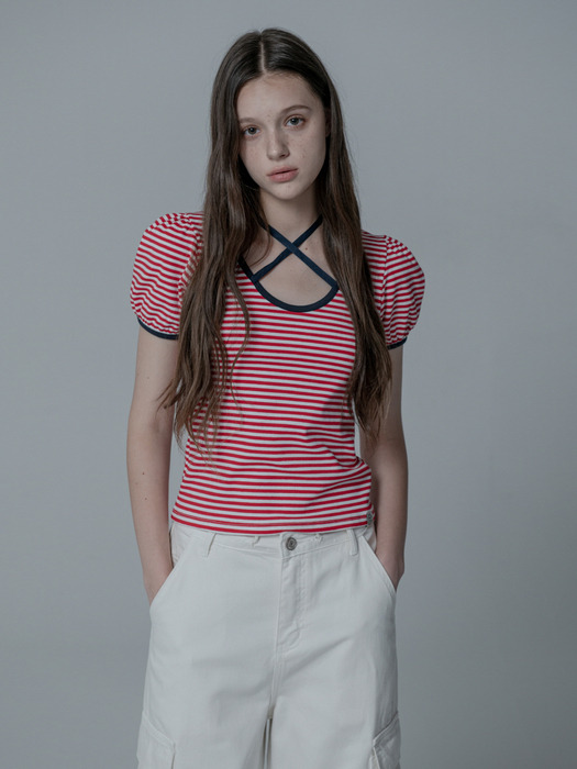 STRIPE STRING TSHIRT_RED