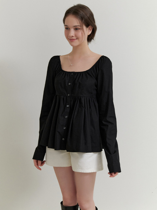 Rosie shirring blouse (black)