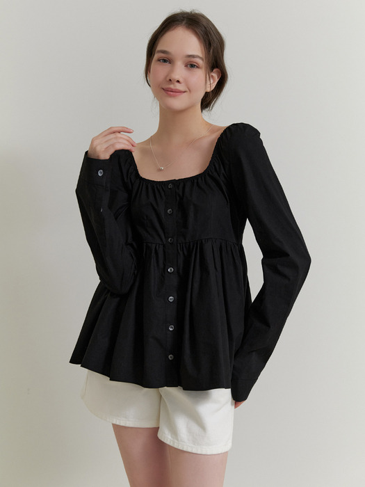 Rosie shirring blouse (black)