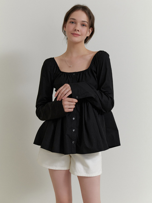 Rosie shirring blouse (black)