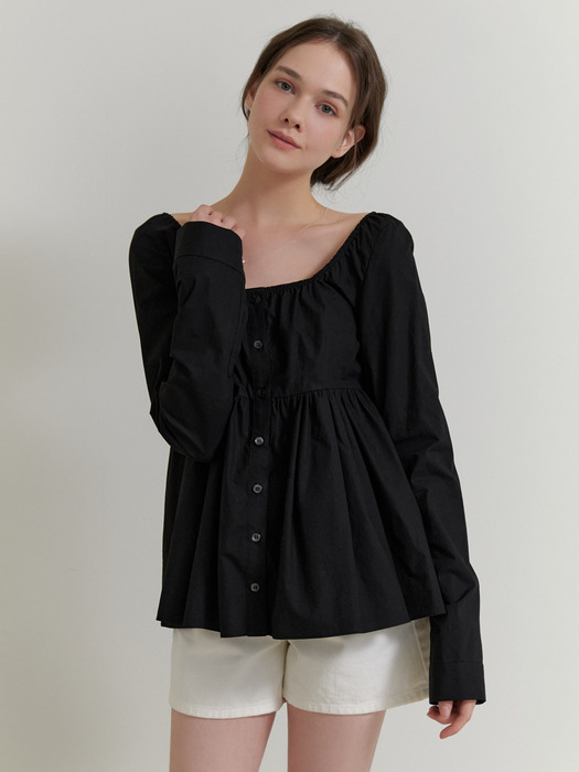 Rosie shirring blouse (black)