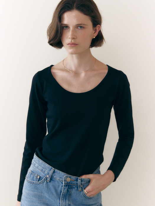 Wide Round Neck T-shirt_4color