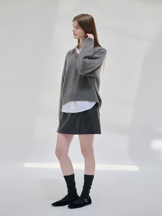 24FN relax-fit v-neck pullover [GY]