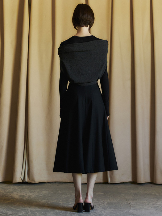 Wool Suiting Flare Skirt_Black