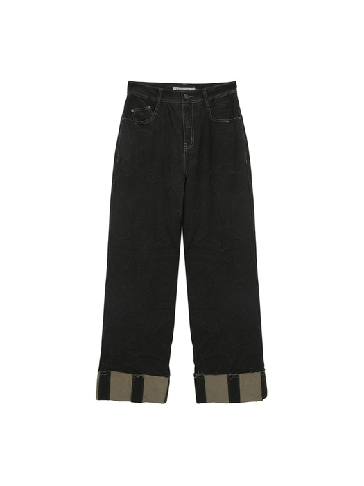 PIGMENT WASHED DENIM PANTS IN KHAKI BROWN