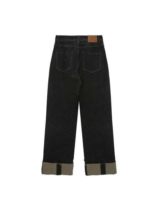 PIGMENT WASHED DENIM PANTS IN KHAKI BROWN