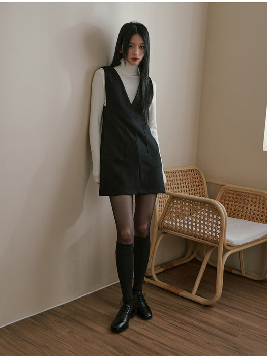 V NECK ALICE DRESS_BLACK