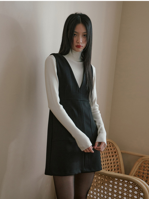 V NECK ALICE DRESS_BLACK