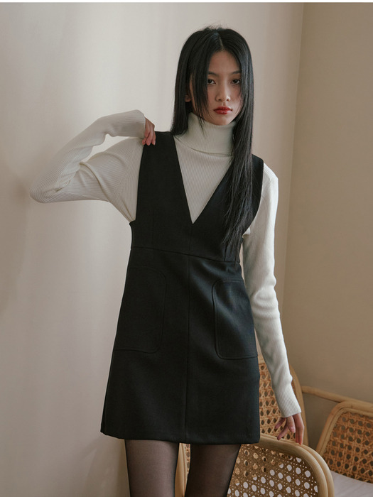 V NECK ALICE DRESS_BLACK