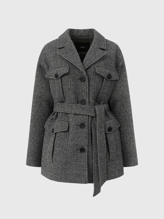 베일리 울 하프 코트_차콜 / BAILEY WOOL HALF COAT_CHARCOAL