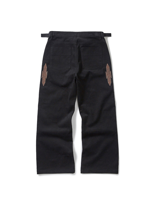 Western boots cut work pants / Black