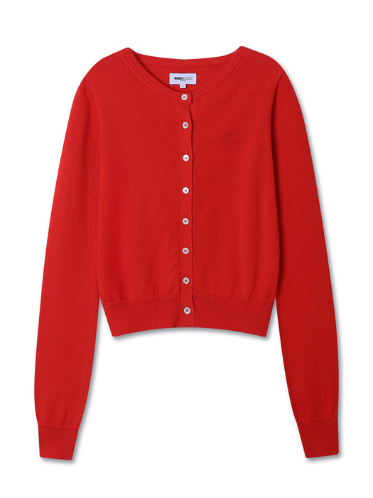 BASIC ROUND KNIT CARDIGAN RED