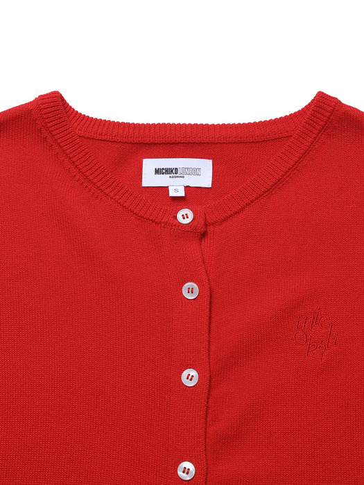 BASIC ROUND KNIT CARDIGAN RED