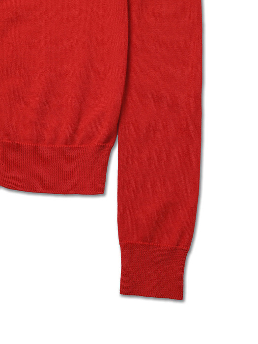 BASIC ROUND KNIT CARDIGAN RED