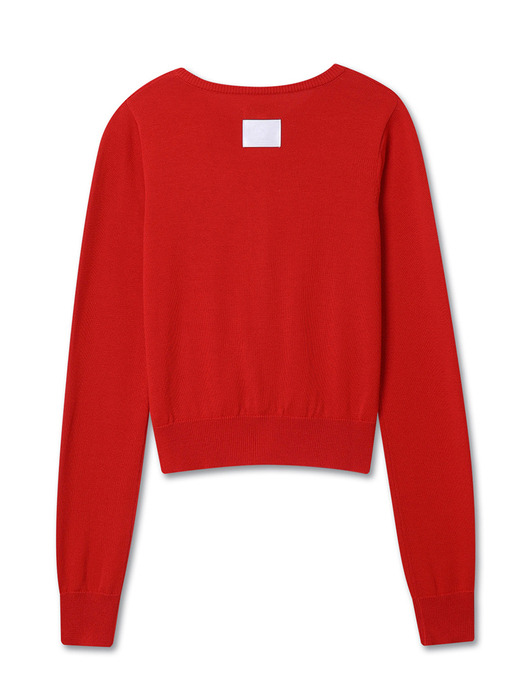 BASIC ROUND KNIT CARDIGAN RED