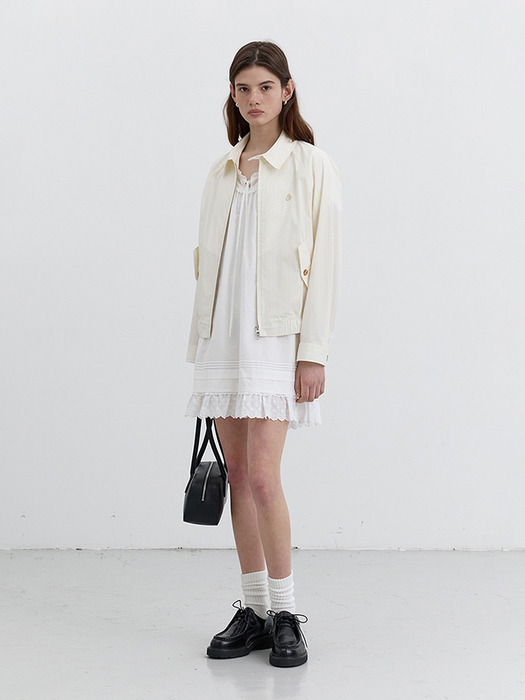 UNISEX SUMMER HARRINGTON JACKET CREAM STRIPE_UDJU5B122CR - Image 3