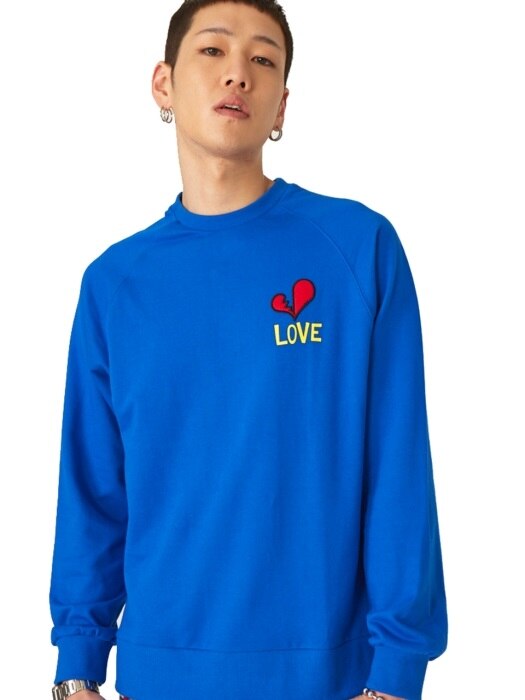 Blue Broken Heart Patch Sweatshirt