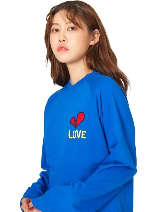 Blue Broken Heart Patch Sweatshirt