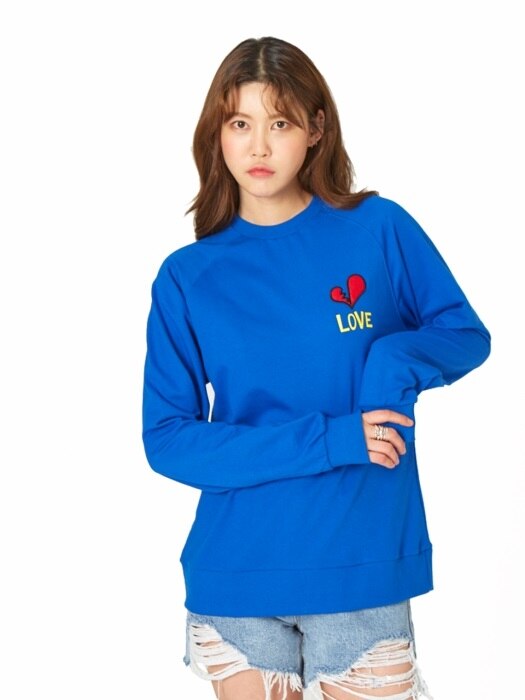 Blue Broken Heart Patch Sweatshirt