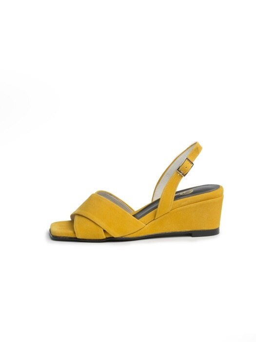  yellow x-strap wedge heel comfortable sandle 