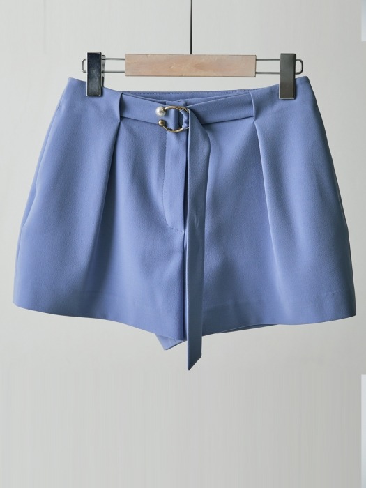 PEARL BUCKLE SHORTS_BLUE