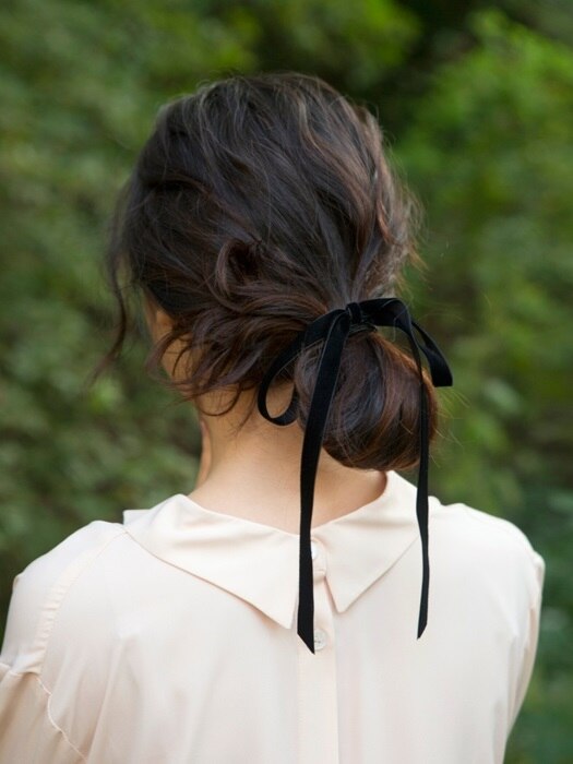[단독] velvet ribbon hair strap 12mm (2colors)
