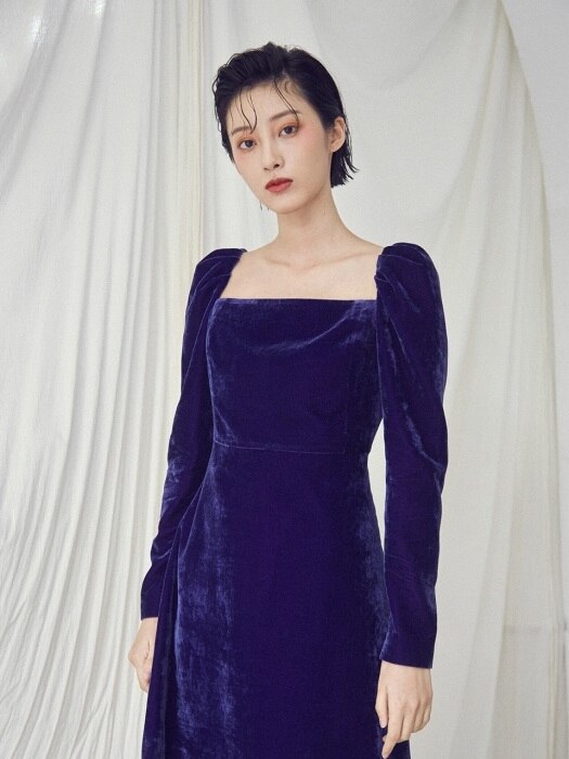 Square neck dress [Purple]