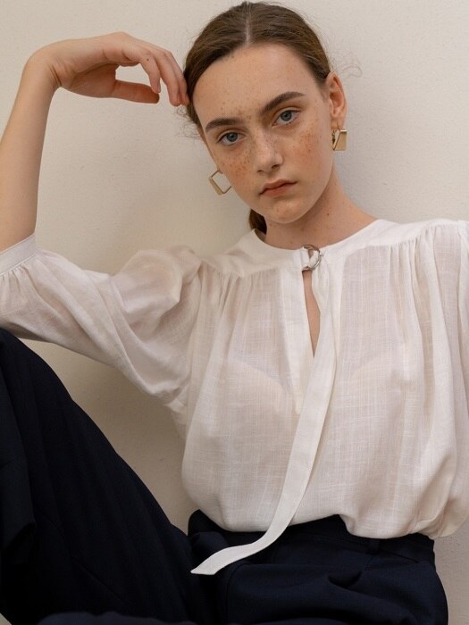 SS19 Linen Half Sleeve Blouse White