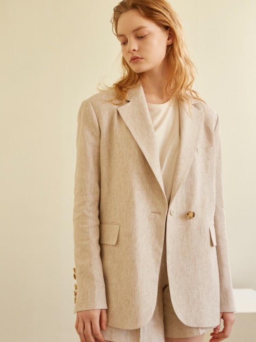 19SS NOTCHED COLLAR MELANGE BLAZER OATMEAL