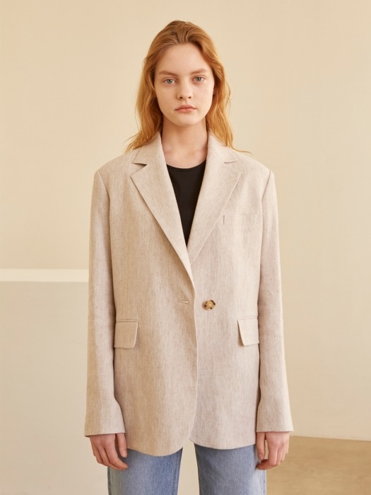 19SS NOTCHED COLLAR MELANGE BLAZER OATMEAL